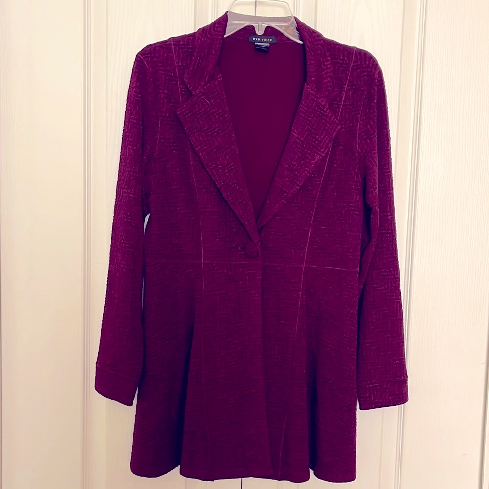 Eva Varro Burgundy Long Sleeve Empire One Button Lined Jacket Size L